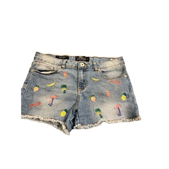 Lucky Brand flamingos pineapple watermelon embroidered jeans  shorts - Picture 2 of 14